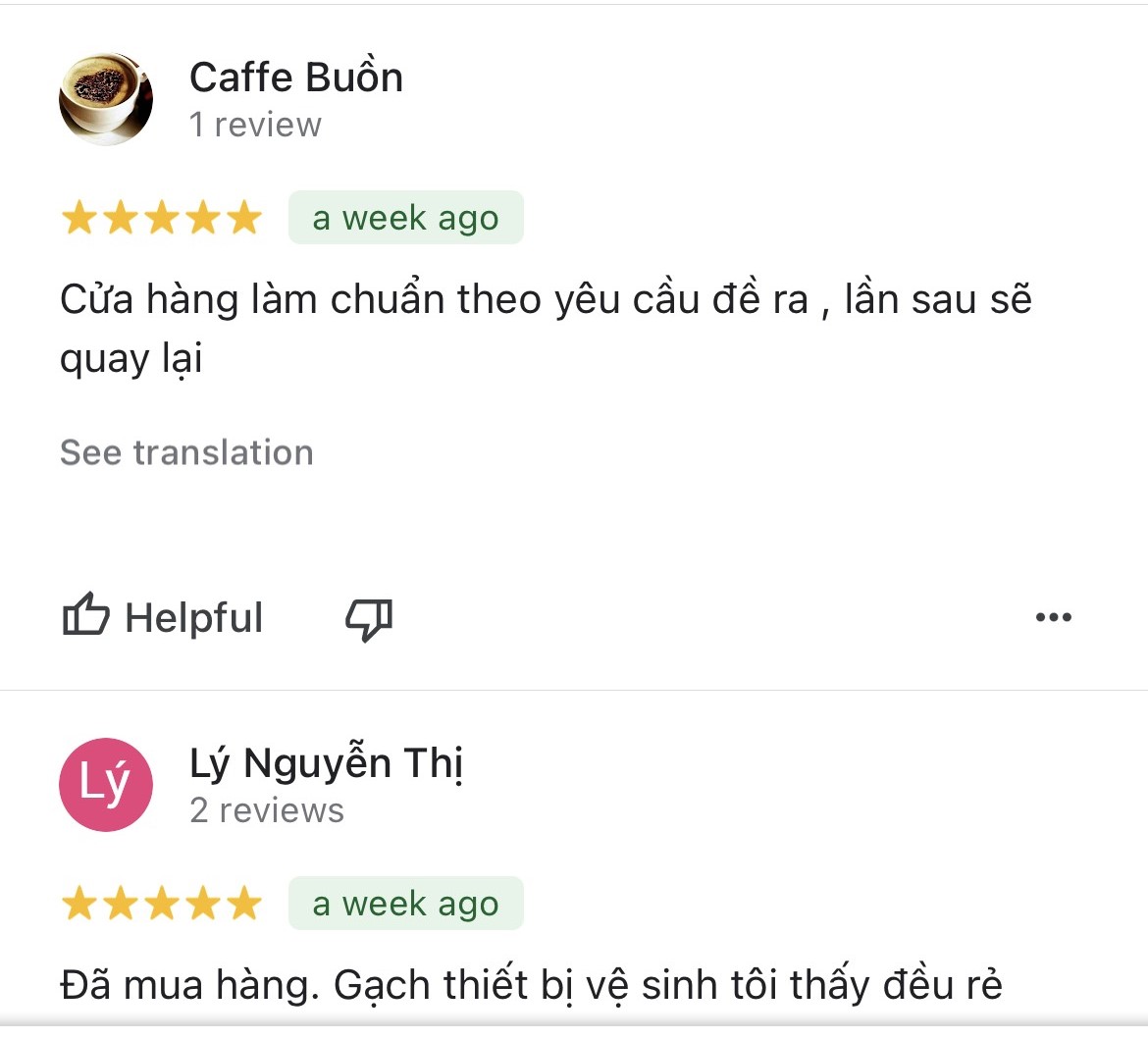 Đánh giá maps cửa hàng thiết bị vệ sinh