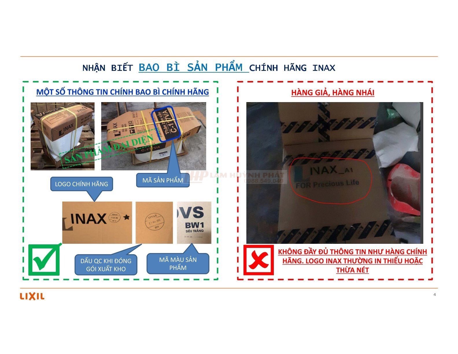 Nhận biết hàng chính hãng Inax