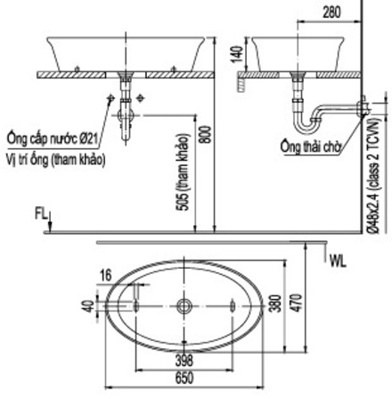 Bản vẽ bồn rửa mặt lavabo INAX L300V