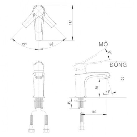 Bản vẽ kỹ thuật vòi nóng lạnh INAX LFV-321S